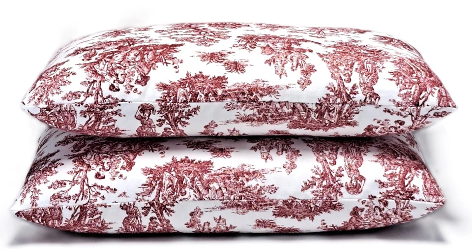 Funda de almohada decorativa lumbar French Country Red Toile 12x20 Foto 3 de 4