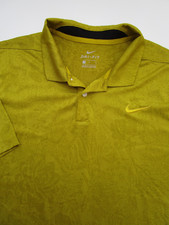 Mens Large Nike Golf Vapor Jacquard Polo shirt yellow floral hawaiian