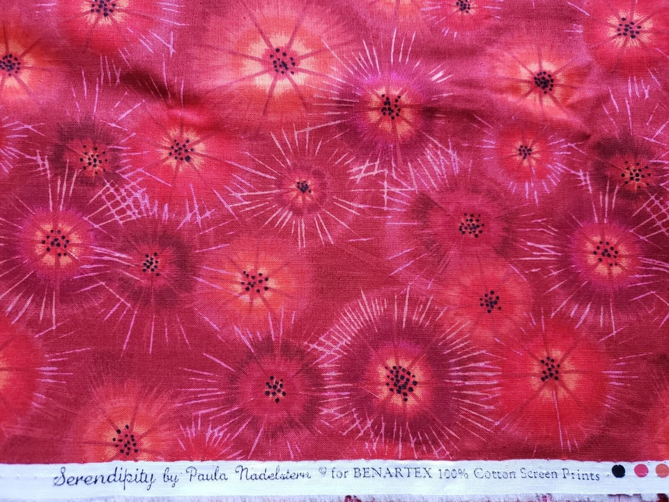 Benartex Fabric By Paula Nadelstern Serendipity Red Orange Starburst 20”x44” - Image 2 of 4