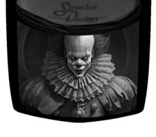 Grin Fierce Scary Evil Clown Grey Black Car Truck Hood Wrap Decal Vinyl Graphic