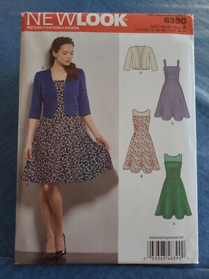 New Look 6390  PATTERN SIZES 8-18 Dresses w/ Full Skirt & Bolero UNCUT