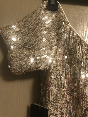 NWT S 6 Aidan Mattox gold off shoulder sequin dress $245 mini above knee  sparkly | eBay