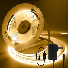 16.4FT 5M Warm White COB LED Strip Light, 3000K DC12V CRI 93 Led Lights Stri...