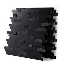 5-Sheet 3D Natural Stone Mosaic Tiles, 12"x11" Peel and Stick Mixed Black