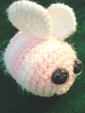Handmade  Crochet Pink And White Baby Bumble Bee Plushie Stuffed Animal 3x 3"