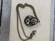 Vintage Regency Revival Filigree And Rhinestone Dainty Necklace