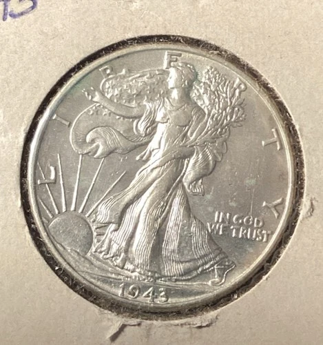 1943 Walking Liberty Half Dollar Lustrous Uncirculated BU Silver 50c Coin
