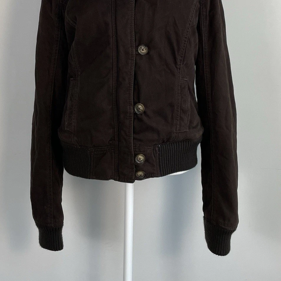 Chaqueta con Capucha Hollister Para Mujer Y2K Imitación Piel Talla L Forrada Marrón Bella Foto 3 de 4