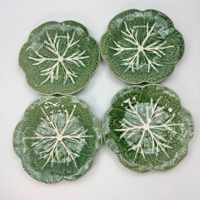 #ad #ad Vintage Bordallo Pinheiro Green Cabbage Leaf 9quot; Salad Plates Set of 4 Portugal $84.00