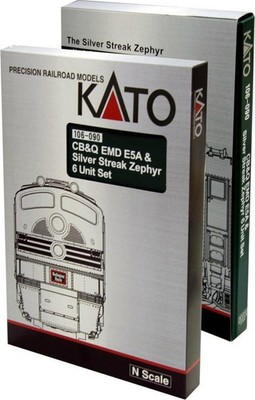 NEW Kato CB&Q EMD E5A & Streak Zephyr 6 Unit Set Silver N Scale 106-090