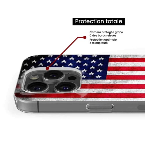 Coque en silicone imprimée compatible Apple iPhone 15 Plus Drapeau USA - Photo 4 sur 6