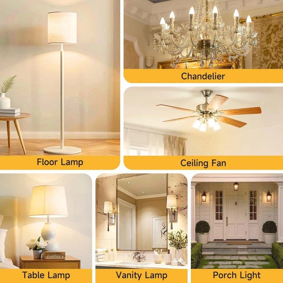 12 Pack LED Candelabra B11 C37 Bulb 5W 40W Replacement E12 Base 120V 2700K Warm - Image 4 of 4