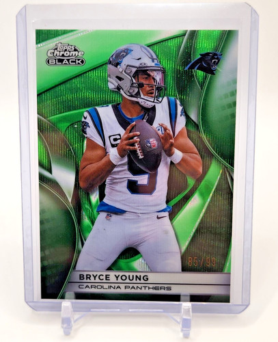 Bryce Young 2025 Topps Chrome Black Green Refractor #/99 Panthers