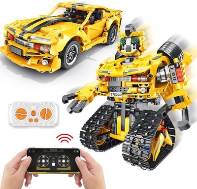 2-in-1 Build a Robot Kit, Remote & APP Controlled Robotic Building Blocks Toys S
