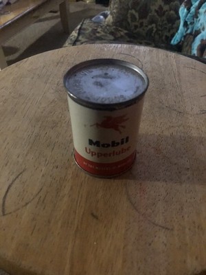 Vtg. Mobil Upperlube Tin Can 4oz. B-1398Z USA Sealed Full Red Pegasus