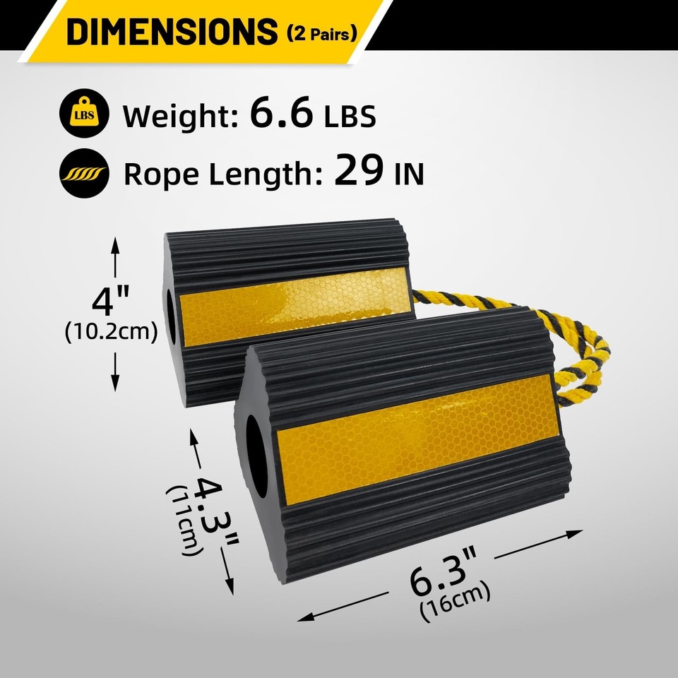 Chocks With Rope ROBLOCK Wheel Chocks (2pair/4pack with Rope) for RV Trailer Camper ...
