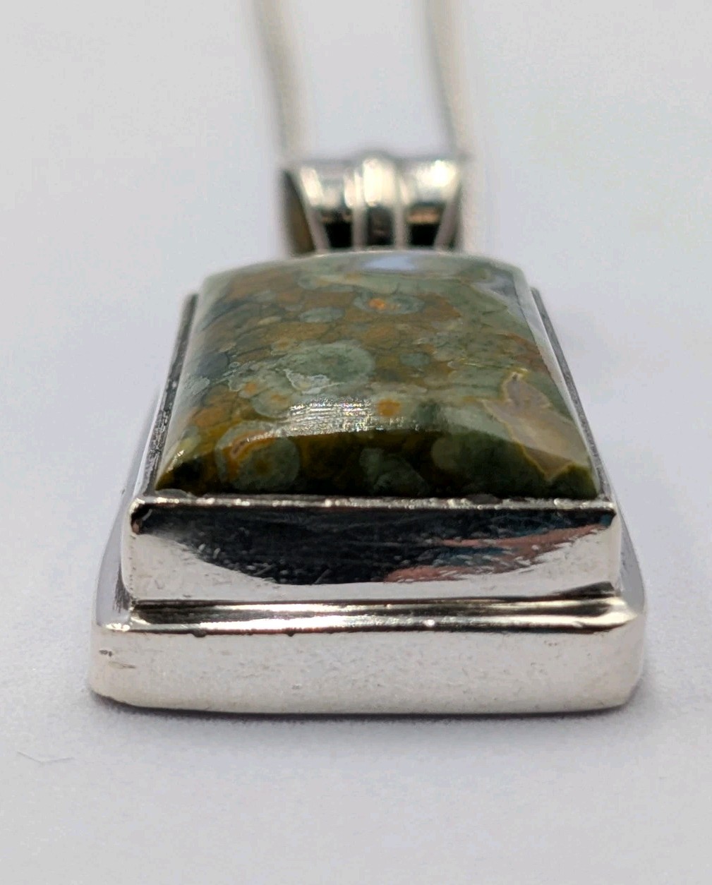 Vtg Sterling Silver Rectangular Rainforest Jasper… - image 10