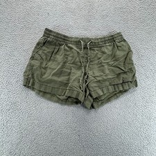Old Navy Utility Shorts Womens L Green High Waisted Linen Blend Pull On Earthy