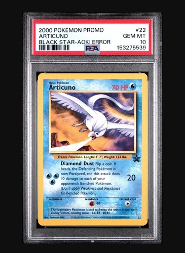 2000 Pokemon Black Star Promo #22 Articuno Aoki Error PSA 10 GEM MINT WOTC