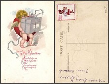 VALENTINES angels cupids   VINTAGE POSTCARD