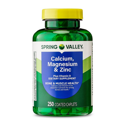 Spring Valley Calcium Magnesium Zinc + D3 Caplets 250 Ct