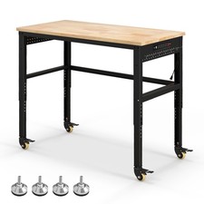 48" Adjustable Workbench Rolling Heavy-Duty Work Table w/ Power Outlet