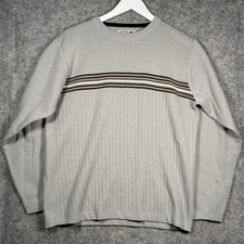 Vintage Y2K Urban Up Pipeline Mens Sweater Size L 20x26 Blue Gray Striped