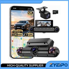 4 Channel 360° Dash Cam Front & Rear, 4K+1080P*3 FHD Car Camera 24H Parking Mode