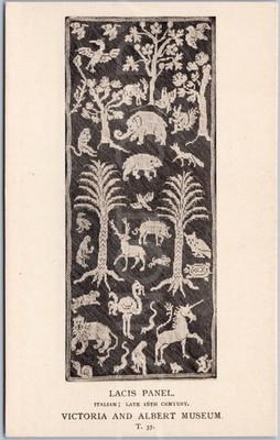 Lacis Panel Victoria Albert Museum Vintage Postkarte London England Künstlerisch