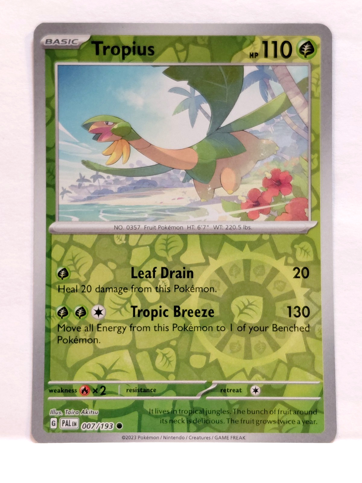2023 POKEMON TROPIUS 007/193 TROPIUS BASIC HOLO CARD