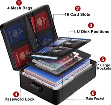 Fireproof Storage Organizer Case With Lock 14.2 10.6 4