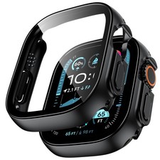 Hard Case for Apple Watch Ultra 49mm with Tempered Glass Protector - Black