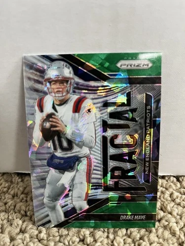 2025 Prizm Drake Maye Fractal #7 Green Ice Prizm Exclusive SP Patriots