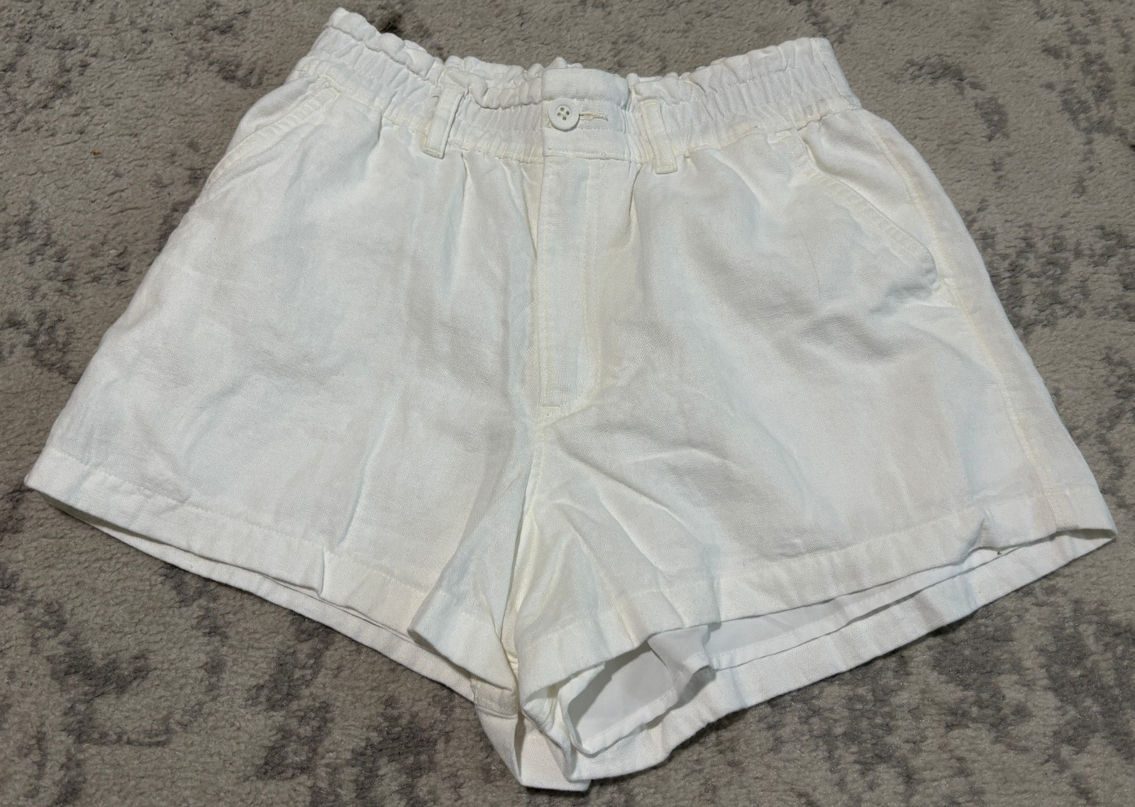Hollister Ultra High Rise Soft Shorts Womens Size S White Linen Blend Pull On