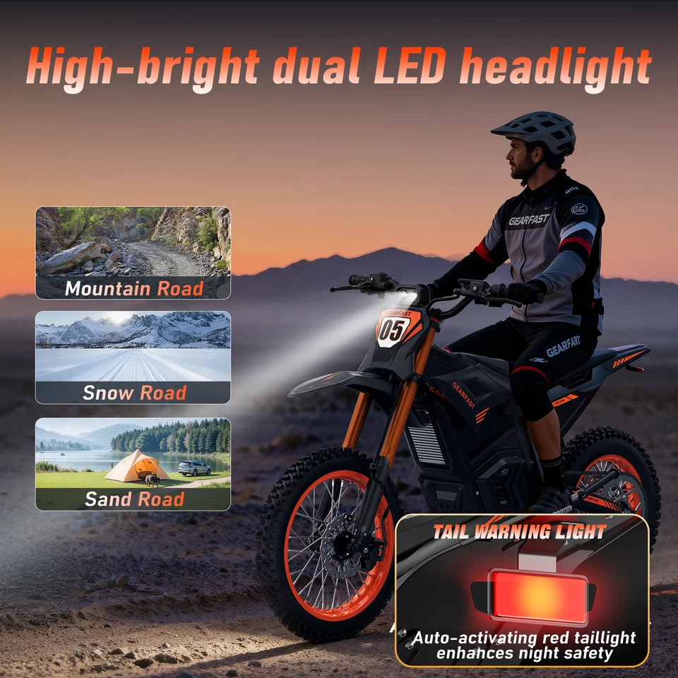 Elektro Motorrad Dirt Bike Fahrrad 48V21AH All Terrain eBike Peak 2500W Bis 55KM - Bild 4 von 4