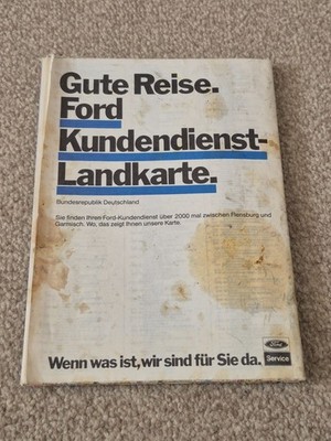 Vintage Ford Customer Service Folding Map Of Germany 1984