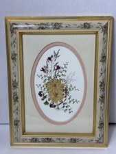 1993 Floral Decor Handcrafted With Real Flowers  Wood Picture Frame Flowers 