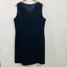 Karen Scott Little Black Dress Sleeveless V Neck Lined Zip Back Size 18 Chic