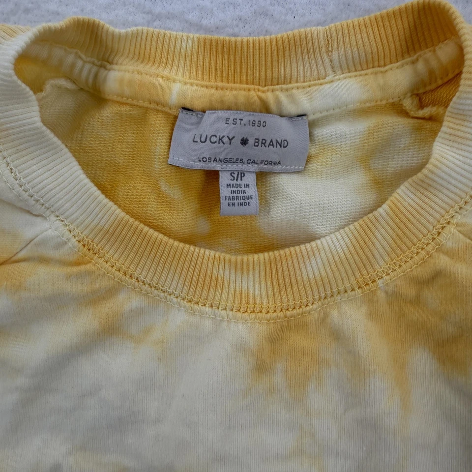 Lucky Brand Sweatshirt Womens Small Yellow Tie Dye Raglan Crewneck Pullover - Image 3 of 4