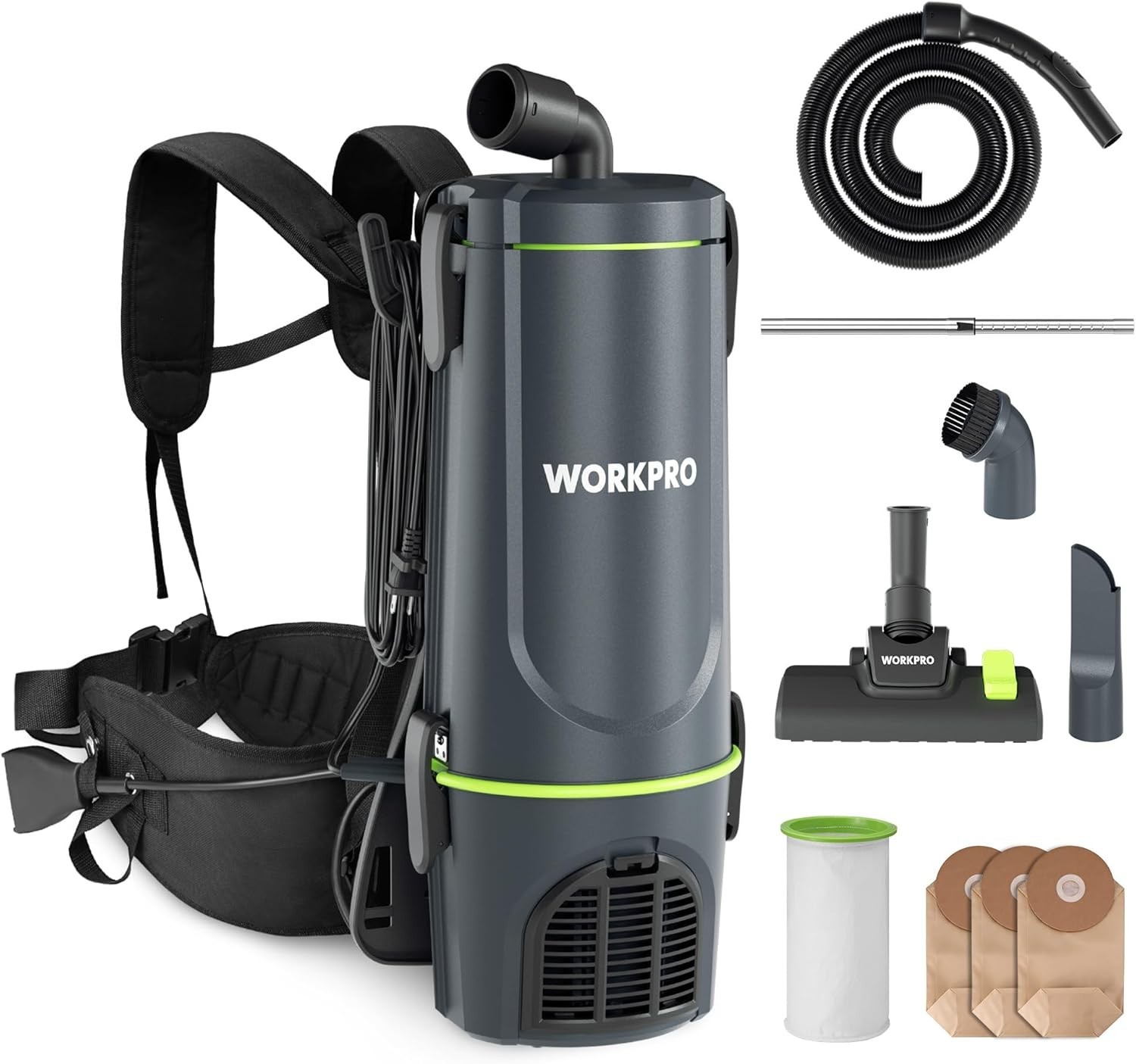 Commercial Backpack Vacuum Cleaner, 6-Quart, 1200W Motor, Lightweight with 23... - second product detail image