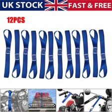 12pcs Motorcycle Motorbike Soft Loop Transport Tie Down Straps 2.5*30cm BLUE