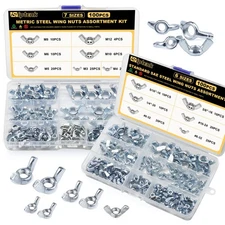 Siptenk Wing Nuts 200PCS Metric & SAE Wingnuts 13 Assorted Sizes Carbon Steel...
