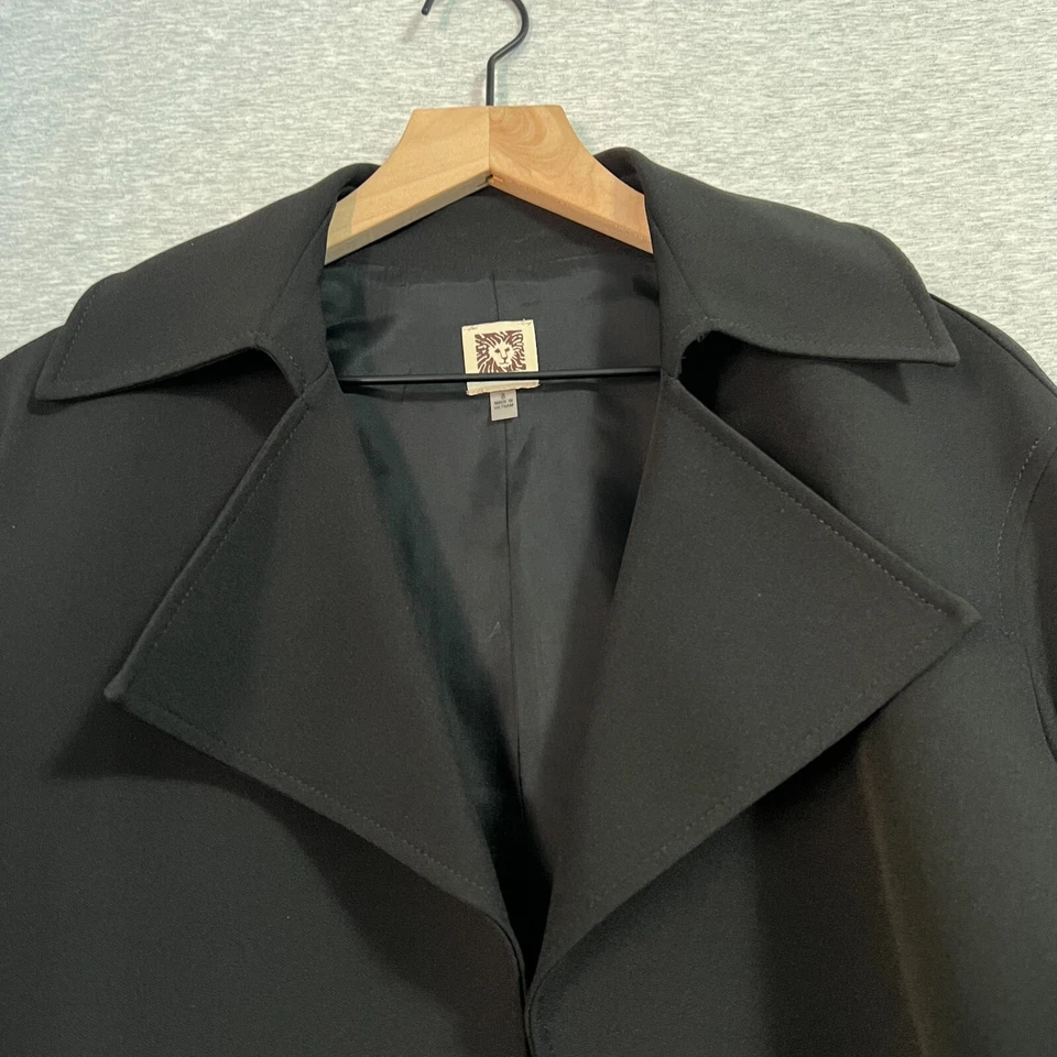 Винтажный Anne Klein Blazer женщин 8 черный открытый куртка тихий роскошный квадратный укороченный - Изображение 3 из 4