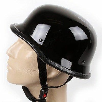 Berretto Tedesco Half Helmet Skull Cap: Mezzo Casco Novità In Nero, Taglia M. Stile Classico In Fibra Di Vetro Con Rivetti. Non Approvato DOT (Solo Per Uso Ornamentale). - 3