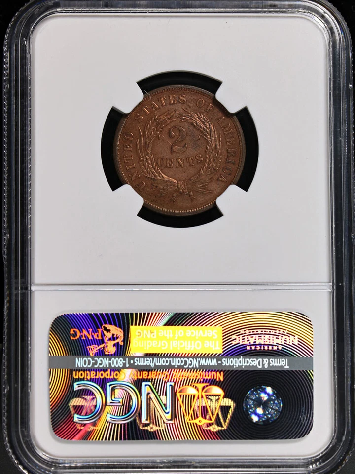 1866 Two (2) Cent Piece Proof NGC PF64 RB Great Eye Appeal Strong Strike - Image 4 of 4