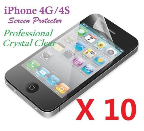 Apple iPhone 4 4S LCD Screen Protector Ultra Clear Bulk Wholesale Lot X 10 - Picture 1 of 1