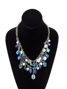 White House Black Market Whbm Blue Beaded Faux Pearl Bib Statement