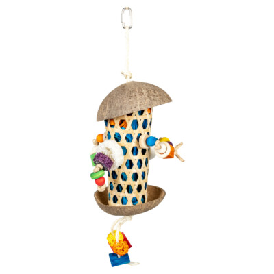 Duvo+ Vogelspielzeug Forage Tube Kokos/Bambus 18x18x30cm für Vögel