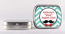 Mustache Bash Mint Tin Stickers - Personalized Mint Tin Favors