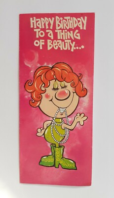 Vintage 1970s Happy Birthday Greeting Card Funny Naughty Silly